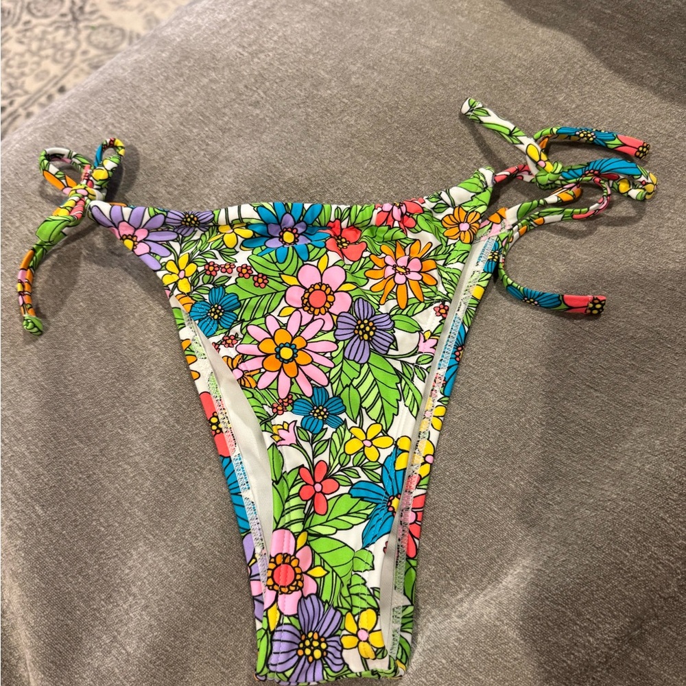 Floral Bikini Bottom with Tie Sides NWOT